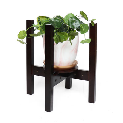 Modern Adjustable Solid Wooden Indoor Plant Stand Flower Pot Holder With Tray