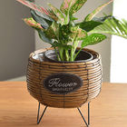 Garden Stand Plastic Rattan Woven Flower Basket Indoor For Plants
