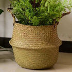 Natural Woven Seagrass Belly Basket Flower Pot Basket For Flower Arrangement