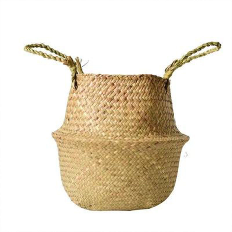 Natural Woven Seagrass Belly Basket Flower Pot Basket For Flower Arrangement