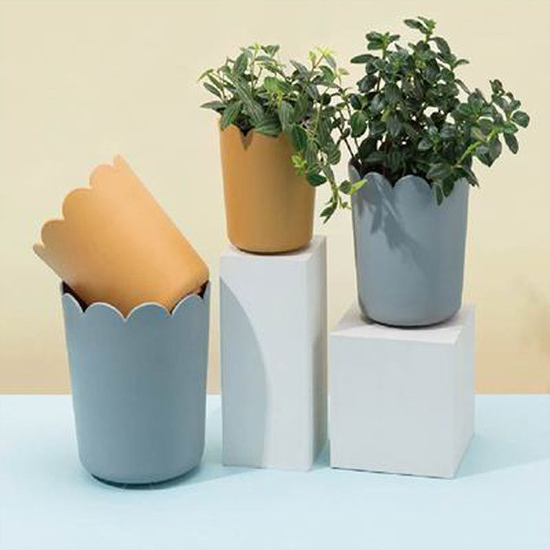 Modern S M L Size Petal Shape Plastic Succulent Flower Pots Planters With Tray